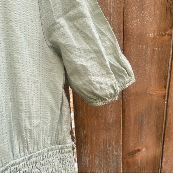 STORIA Women’s Pale Green Smocked Fitted Dress Mini Size Large - Picture 6 of 10